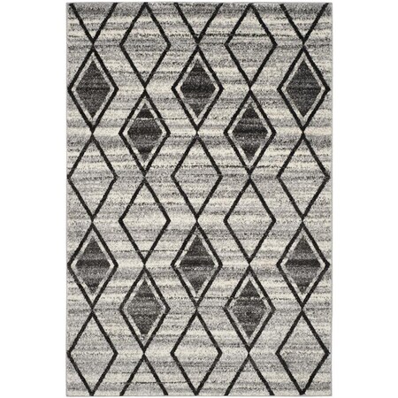Flowers First 6 ft. 7 in. x 9 ft. 2 in. Tunisia Power Loomed Area Rug, Grey & Black - Medium Rectangle FL1862536